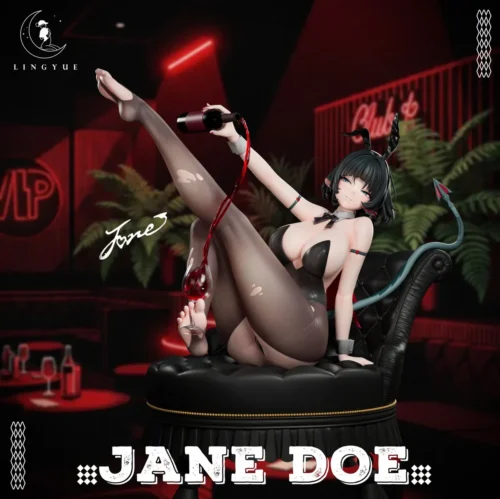 "Exquisite 1/6 Jian Du Zenless Zone Zero statue by Lingyue Studio, captured from various angles, highlighting its alluring elegance, sophisticated."