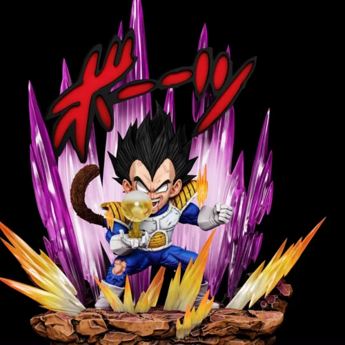 "Multiple angles of the C-STUDIO Moon-Creating Vegeta Dragon Ball Z statue, highlighting its iconic dynamic pose, sculpted details."