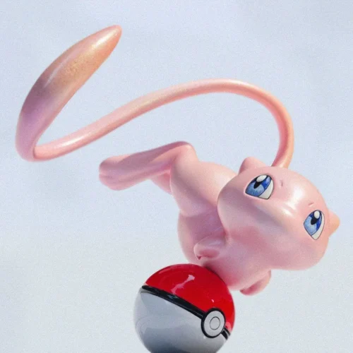 "Ultra-limited 1/10 Mewtwo Pokemon statue Miumiu Studio. Dynamic ethereal psychic energy. Detailed view of sculptural grace."