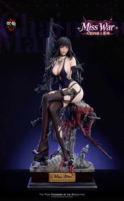 "Exclusive 1/4 Scale Limited Edition War Devil Yoru Chainsaw Man statue. This premium figure by ChiYan Studio showcases powerful, intricate dark."