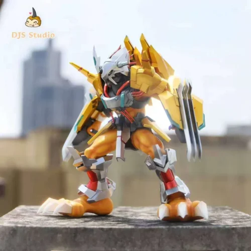 "Gallery of the premium WarGreymon X-Antibody Digimon statue by Unicorn Studio, showcasing its highly detailed armor, dynamic pose, and powerful."