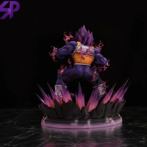 "Dynamic 1/6 Ultra Ego Vegeta Dragon Ball Super statue, powerful purple aura and meticulous sculpt details shown from multiple angles."
