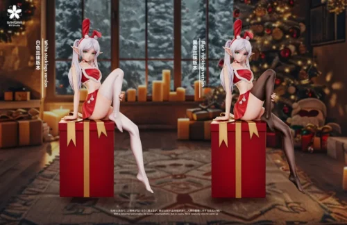 "Exclusive premium Frieren Christmas figure, a 1/6 scale resin statue portraying Frieren in her festive Santa outfit, exuding serene holiday charm."