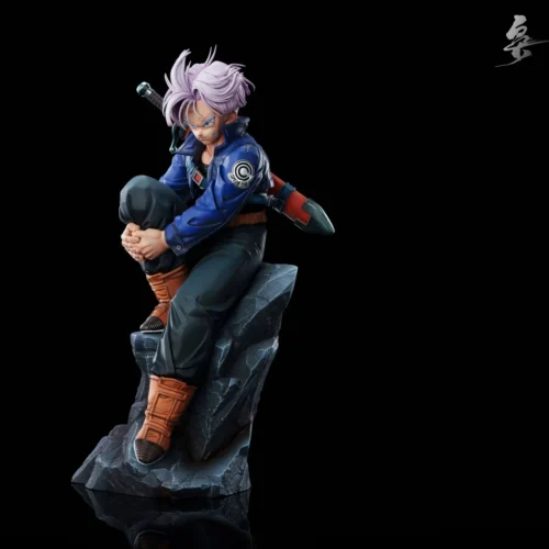 "Dynamic limited edition 1/4 Future Trunks Dragon Ball Z resin statue by Xiao Studio, showcasing his iconic pose with intricate sci-fi details."