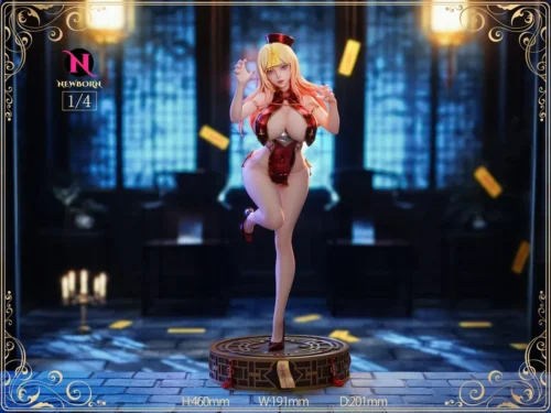 "Main view of the ultra-limited 1/4 scale Marin Kitagawa Zombie resin statue, showcasing her alluring gothic maid outfit and intricate dark fantasy."
