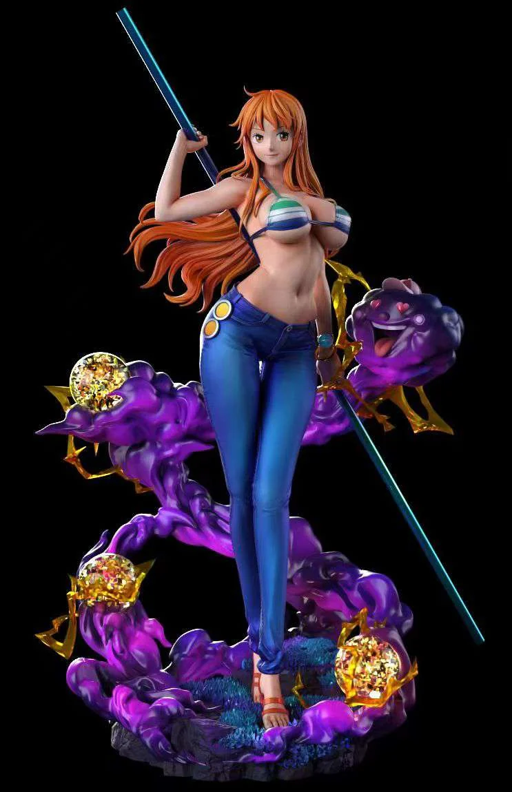 "Limited Edition 1/7 Nami (Post-Timeskip) One Piece figure by Weimeng Studio. Dynamic action pose with vibrant 2.5D paint style."