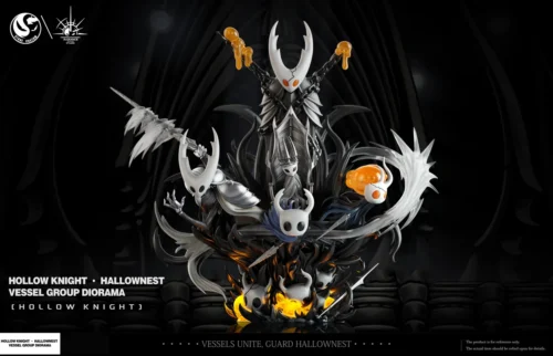 "Exclusive Limited Edition LED Hollow Knight Void Vessel Family Statue by ST Custom + Radiance Studio. Dark fantasy diorama."