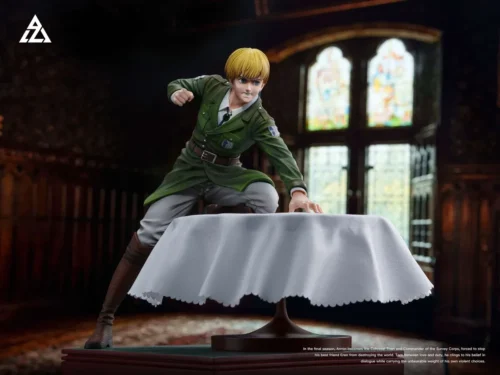 "Premium Berserk Armin Arlert Attack on Titan statue by Aizhu Studio, capturing his intense character in a dramatic, ultra-limited edition diorama."