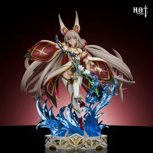 "Dynamic 1/6 Nia Awakened Statue from Xenoblade Chronicles 2, vibrant with flowing tails and an illuminated LED water base."