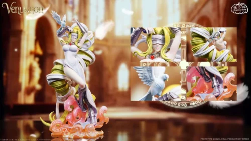 "Exquisite 1/6 Venusmon Digimon statue, a premium limited edition collectible. Displays her divine goddess aesthetic, intricate details."