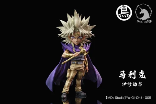 "Yu-Gi-Oh! Marik & Winged Dragon of Ra statue. Multiple angles reveal intricate details, dynamic poses, and premium sculpt, an iconic anime battle."