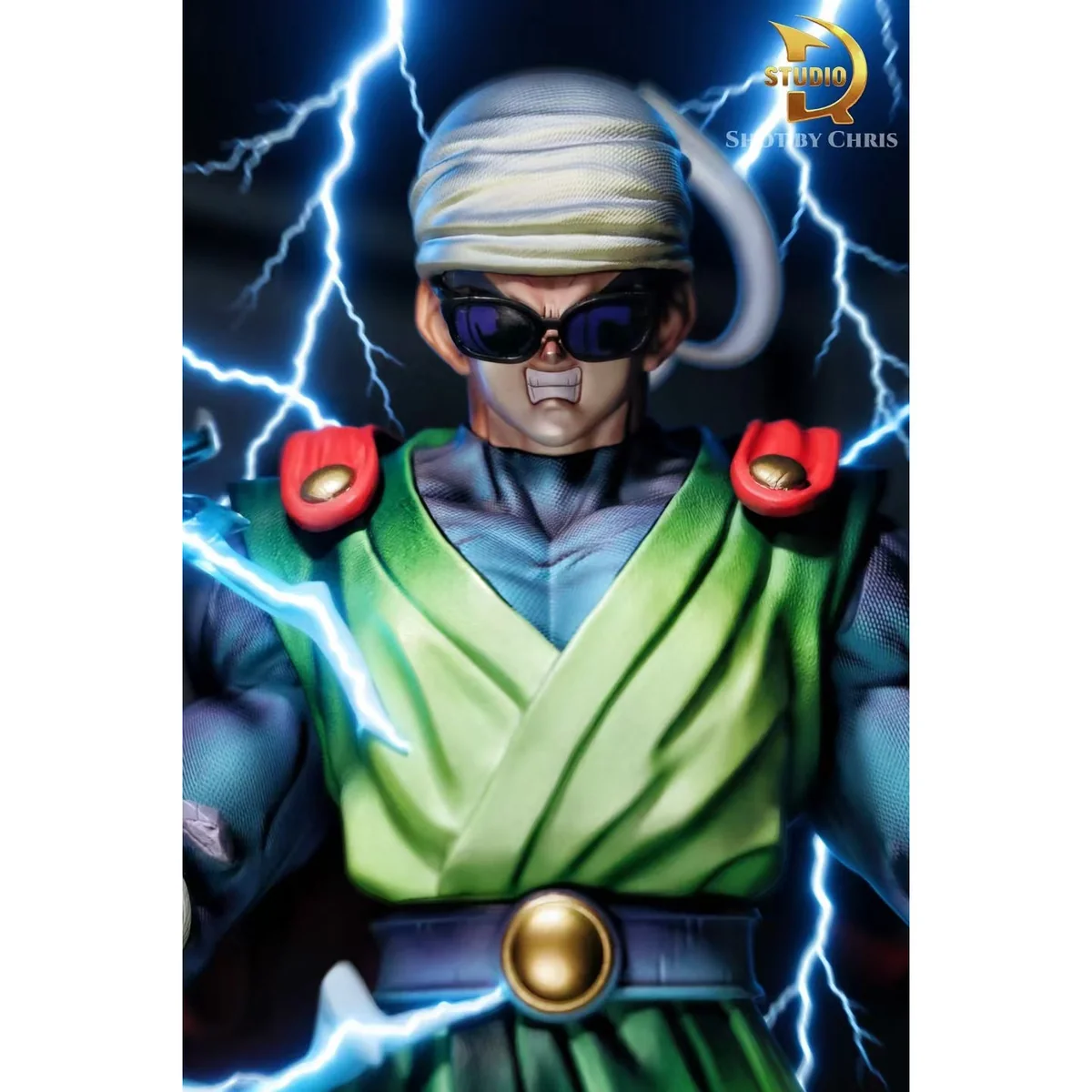 "Dynamic TDR Studio Gohan Super Saiyan Dragon Ball Z figure, capturing fierce rage, golden aura, intricate sculpted details, and interchangeable poses."