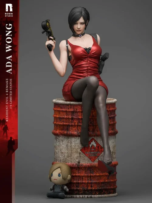 "Ultra-rare 1/4 Ada Wong Resident Evil Resin Statue by Ronin Studio. Dynamic angles reveal her sleek, alluring action pose and intricate sculpt detail."
