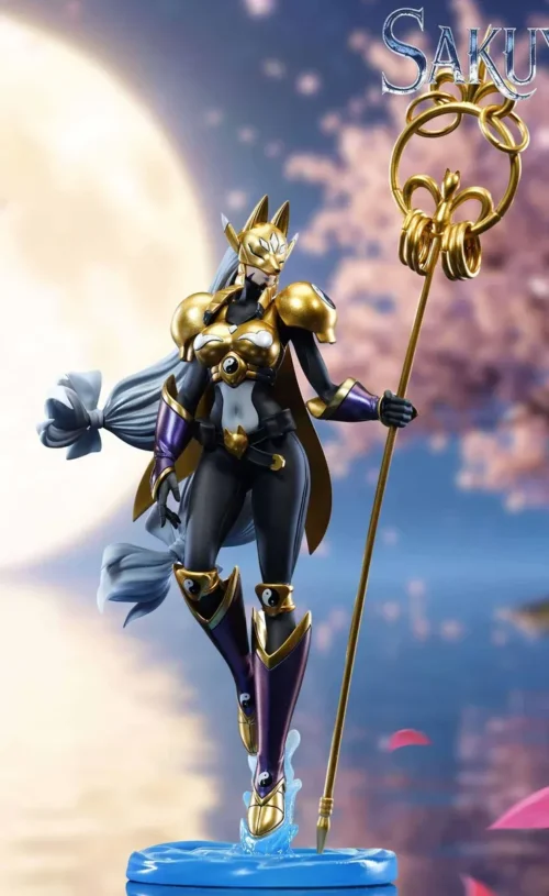 "Stunning Sakuyamon figure by Zombie Car Studio, highlighting dynamic Shikigami effects, mystical fox guardians, and intricately sculpted robes."