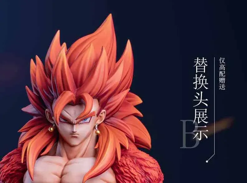 "Dynamic 1/6 scale SSJ4 Vegito resin statue. Premium details, explosive power, and swirling energy base, showcased from various angles."