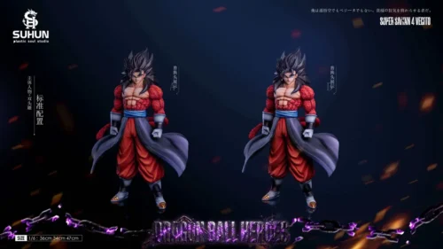 "Premium 1/6 scale SSJ4 Vegito Super Dragon Ball Heroes resin statue, showcasing explosive power and intricate details from all angles."