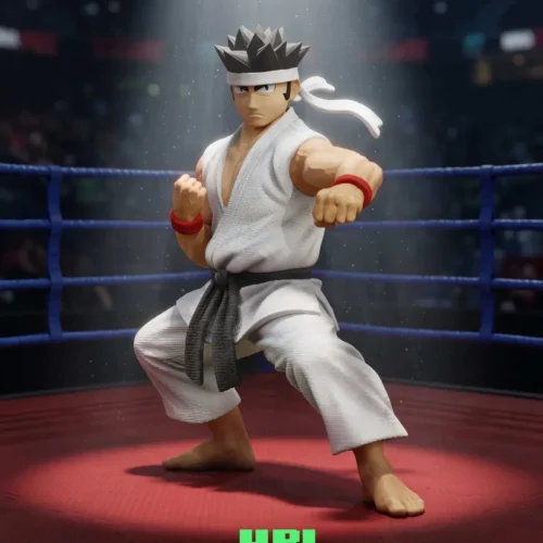 "Limited edition Akira Yuki Virtua Fighter statue by UP Studio, featuring a distinct, minimalist retro-game art style. A charming collectible figure."