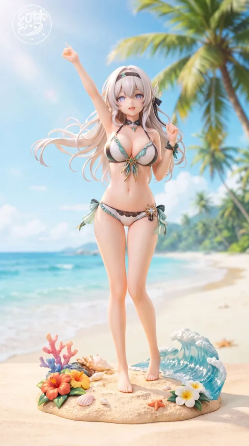 "Exquisite 1/6 scale Honkai Star Rail Firefly swimsuit resin statue. Zhimeng Studio captures Firefly's dynamic elegance and vibrant summer aesthetic."