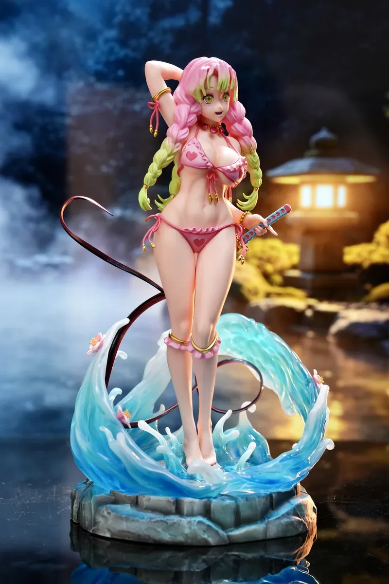 "Premium Yakke Studio Kanroji Mitsuri Demon Slayer swimsuit statue. Dynamic pose, vibrant water effects, detailed sculpt. Ultra-limited."