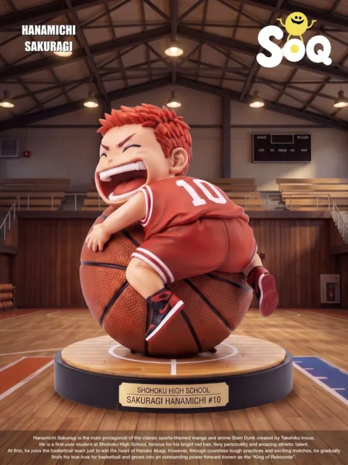 "Energetic Q-version Hanamichi Sakuragi Slam Dunk figure by SOQ STUDIO. Iconic and vibrant, it captures the character in a charming, dynamic basketball."