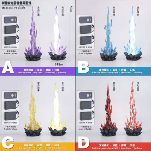 "JacksDo One Piece luminous lightning effect set with LED, featuring dynamic, vibrant resin lightning bolts dramatically enhancing a One Piece statue."