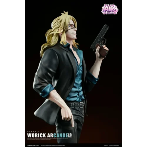"Worick Arcangelo 1/6 premium resin statue by AIR Studio, showcasing exquisite detail, dynamic gritty urban mercenary style, and limited edition."