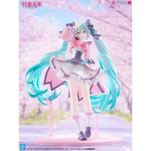 "Dynamic Hatsune Miku New Semester figure by SEGA S-FIRE, showcasing her vibrant sailor fuku, musical notes, and premium sculpt."