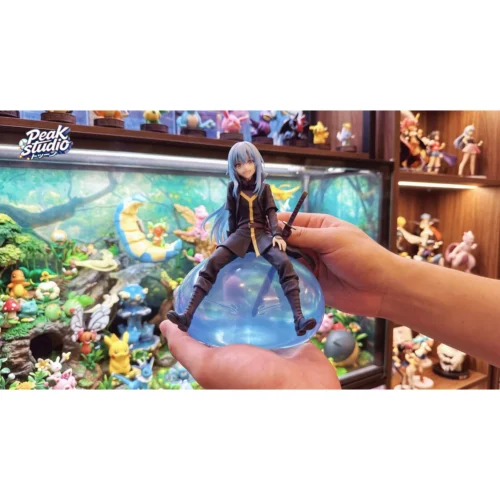 "Detailed gallery of the exclusive Rimuru Tempest statue by Peak Studio, showcasing equisite craftsmanship and dynamic action from all perspectives."