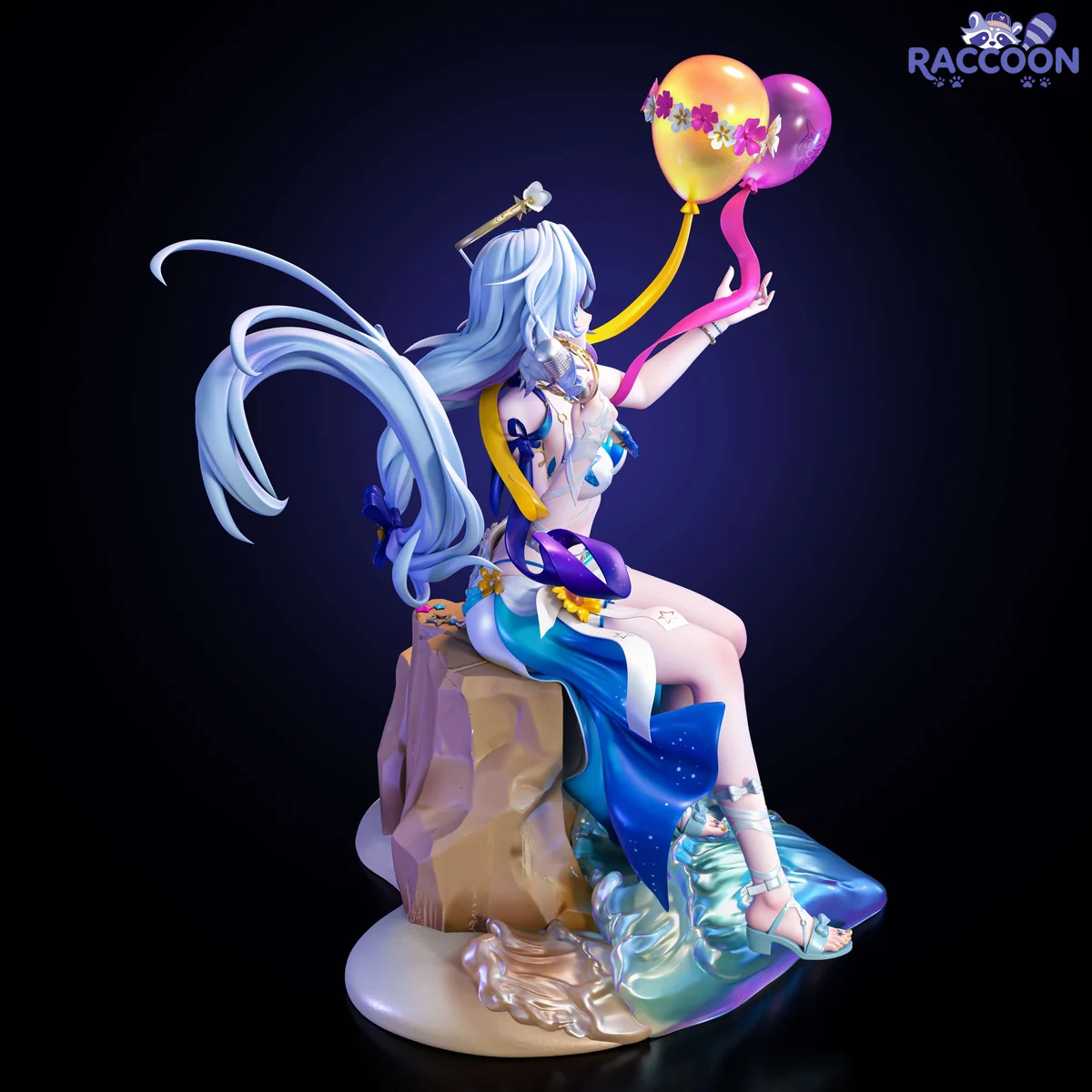 "Premium 1/6 Qing Ge Niao Honkai Star Rail resin statue by Xiao Huan Xiong Studio. Intricate ethereal design, whimsical balloon, and dynamic pose."