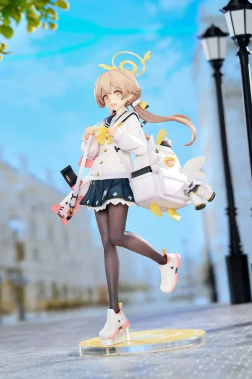 "Officially authorized 1/7 Blue Archive Hifumi figure. Hifumi in her iconic school uniform, weapon, and Peroro backpack. A premium collectible."