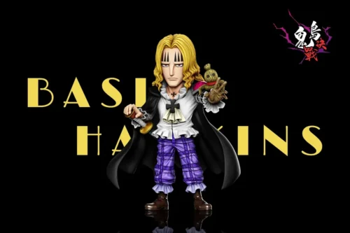 "Premium A+ Studio One Piece Basil Hawkins Onigashima statue, dynamically posed and highly detailed, a must-have collectible figure."
