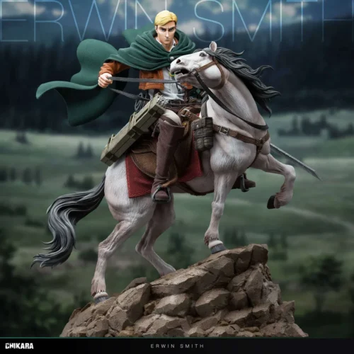 "Dramatic 1/6 Erwin Smith Attack on Titan premium resin statue, a limited edition masterpiece from CHIKARA Studio embodying unwavering resolve."