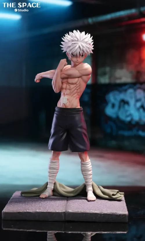 "Dynamic 1/6 Killua Zoldyck Godspeed Hunter x Hunter statue. Electrifying pose with vibrant lightning effects. A premium, limited edition collectible."