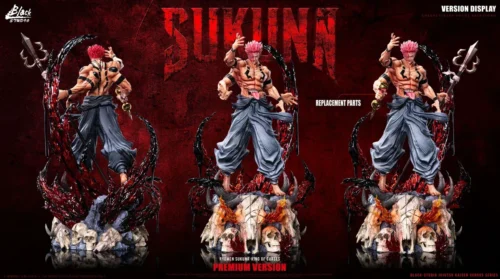 "Dynamic Sukuna Jujutsu Kaisen resin statue with glowing light-up effects, showcasing his raw demonic power. A premium collector's item."