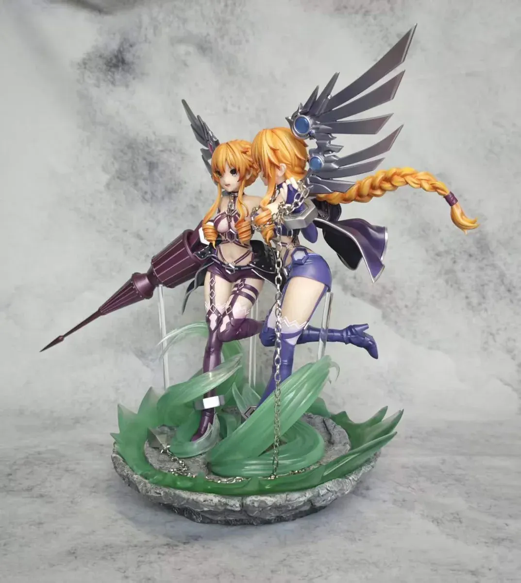"Close-up views of the premium Yamai Kaguya & Yuzuru Date A Live figures, highlighting their dynamic poses, intricate ethereal wings."