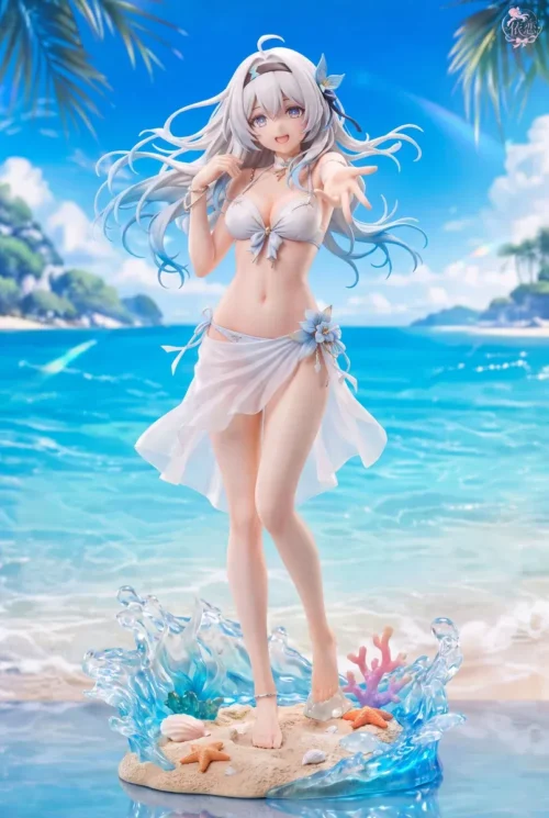 "Premium 1/6 scale Firefly Honkai: Star Rail figure, exquisitely detailed in a dynamic swimsuit pose, highlighting her elegant character design."
