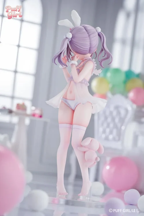 "Exquisite 1/6 White Rabbit Angel figure. Detailed views reveal her enchanting face, large rabbit ears, and flowing purple twin tails."