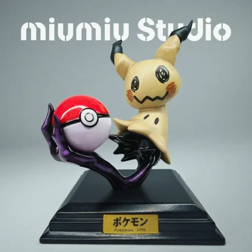 "Limited Edition 1/10 Mimikyu collectible figure from Miumiu Studio. A charming Pokemon statue in a dynamic, stylized pose, perfect for fans."