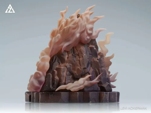 "Exclusive Limited Edition Levi Ackerman Q-version figure from Attack on Titan. Dynamic battle pose, featuring transparent smoke effects and detailed."