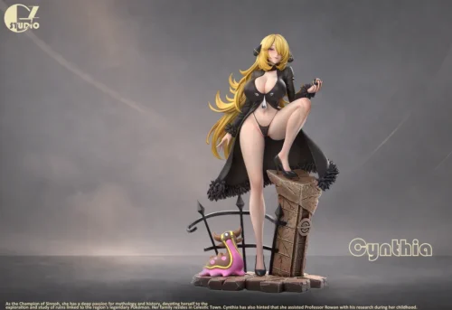 "Premium 1/6 GZ.Studio Cynthia resin statue. Iconic Pokémon Champion dynamically posed with formidable elegance and crystalline power."