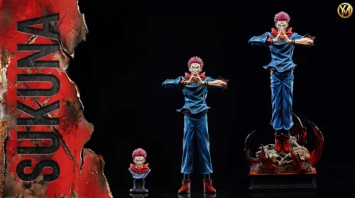 "Dynamic 1/6 Sukuna Jujutsu Kaisen resin statue main image, featuring menacing floating and standing poses. Ultra-limited 88-piece premium quality."