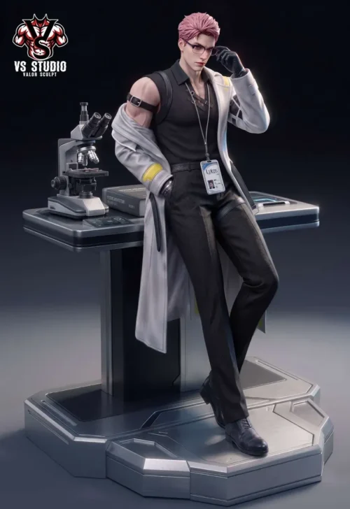 "Exquisite 1/6 Ao Yin statue from Love and Deepspace, showcasing her sophisticated design within a detailed sci-fi lab diorama."