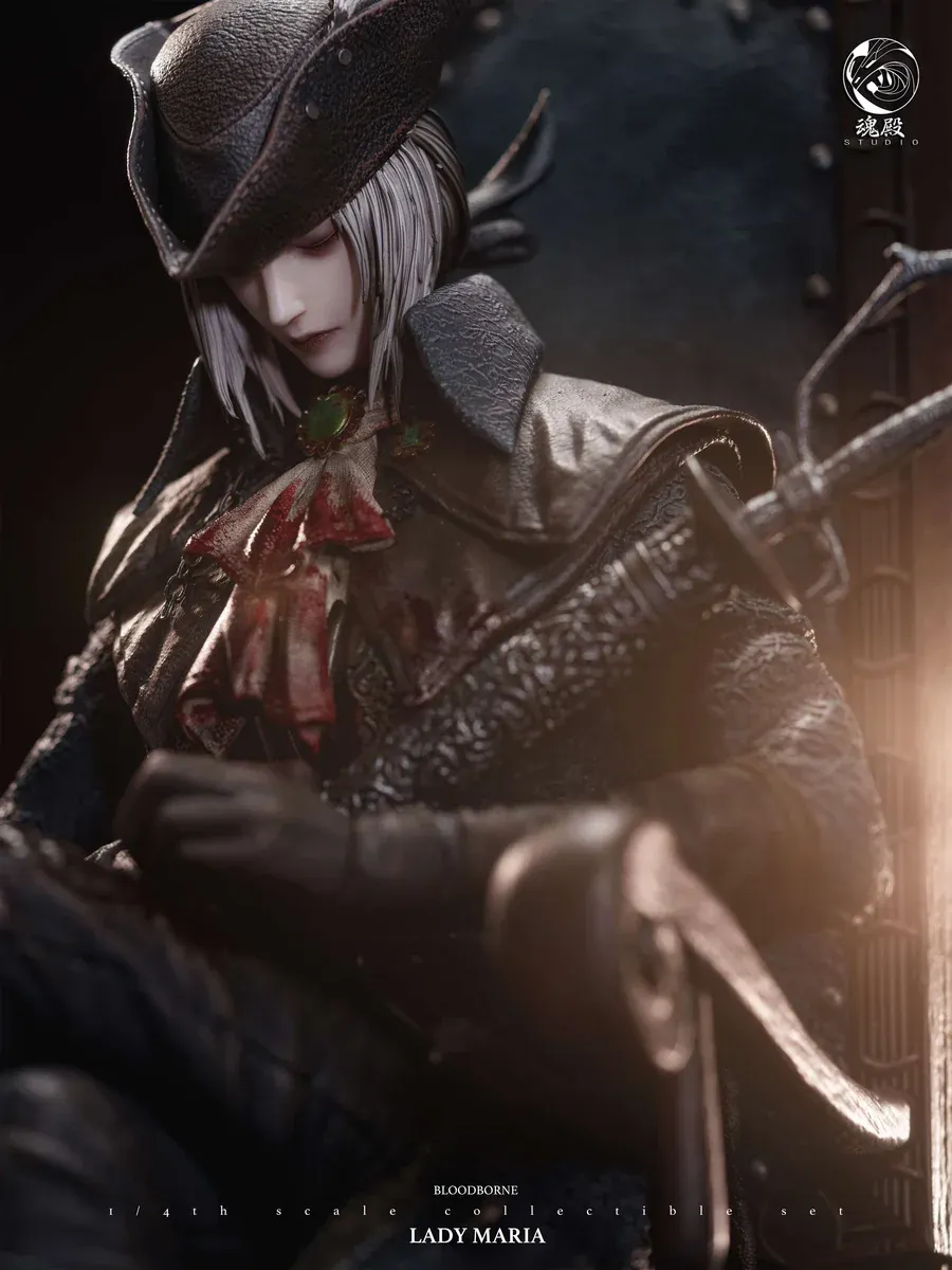 "Premium 1/4 Bloodborne Maria 3.0 statue by Soul Palace Studios. Highly detailed gothic sculpting, dynamic pose, and atmospheric base shown."