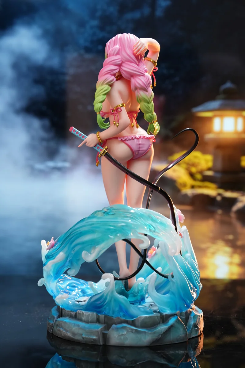 "Limited 1/6 Kanroji Mitsuri swimsuit figure: dynamic pose, vibrant water, exclusive accessories. Detailed views of this premium collectible."