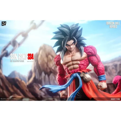 "Dynamic 1/6 Super Saiyan 4 Goku Time Patrol ZY Studio statue. Detailed gallery views show battle-ready stance and powerful energy effects."