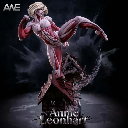 "Premium ANE Studio Female Titan Attack on Titan resin statue. Dynamic battle pose highlights immense power and detailed musculature. Limited Edition."