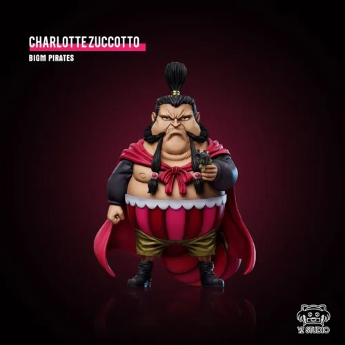 "Premium YZ Studio One Piece Charlotte Zukkt collectible resonance figure. Zukkt statue, characteristic pose, holding wine, embodying Big Mom Pirates."