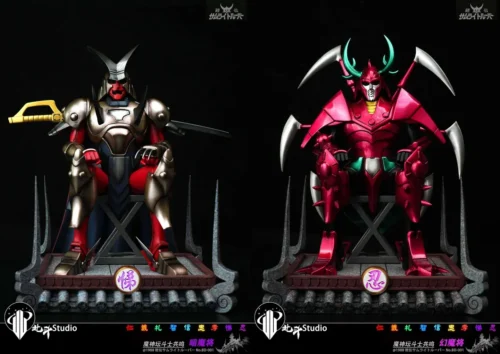 "Exclusive 1/6 scale Ronin Warriors Dark Warlord & Phantom Warlord resin statue. Dynamic, intricately armored figures in powerful poses."