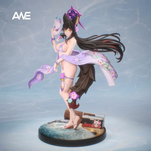 "Hoshino Wakamo Blue Archive Premium Resin Statue, an exclusive limited edition. Captures her dynamic fox spirit warrior essence with intricate tactic."