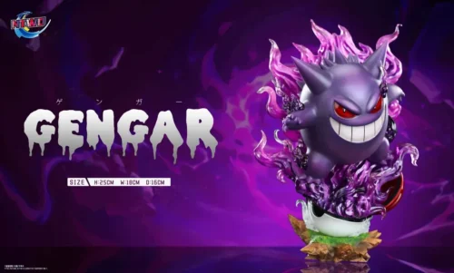 "Exquisite Gengar 3.0 resin statue in a dynamic pose. Features a vibrant translucent aura, menacing expression, and captivating dynamic translucent."